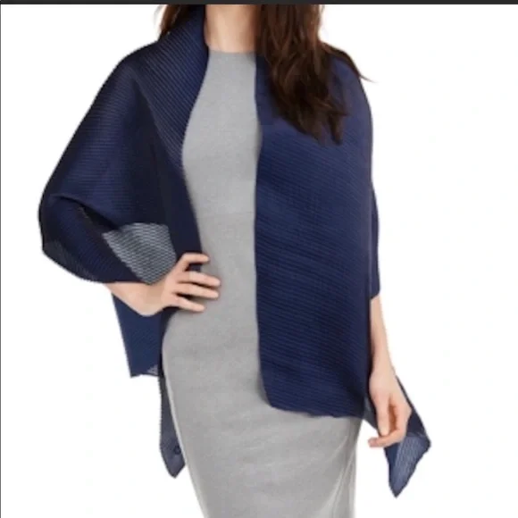 Calvin Klein Pleated Evening Women's Wrap Scarf Navy Blue Calvin Klein Pleated Evening Women's Wrap Scarf Navy Blue